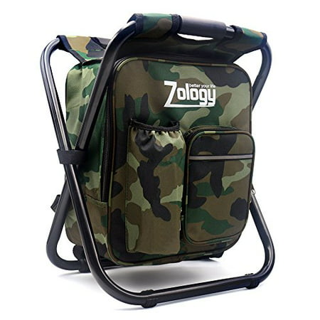 Renzhe Hiking Camouflage Seat Table Bag Camping Gear for Outdoor Indoor Fishing Travel Beach BBQ Folding Camping Chair Stool Backpack with Cooler Insulated Picnic Bag